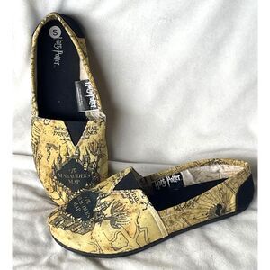 Harry Potter Marauder's Map Canvas Slip On Shoes Women's Small S Hogwarts Flats